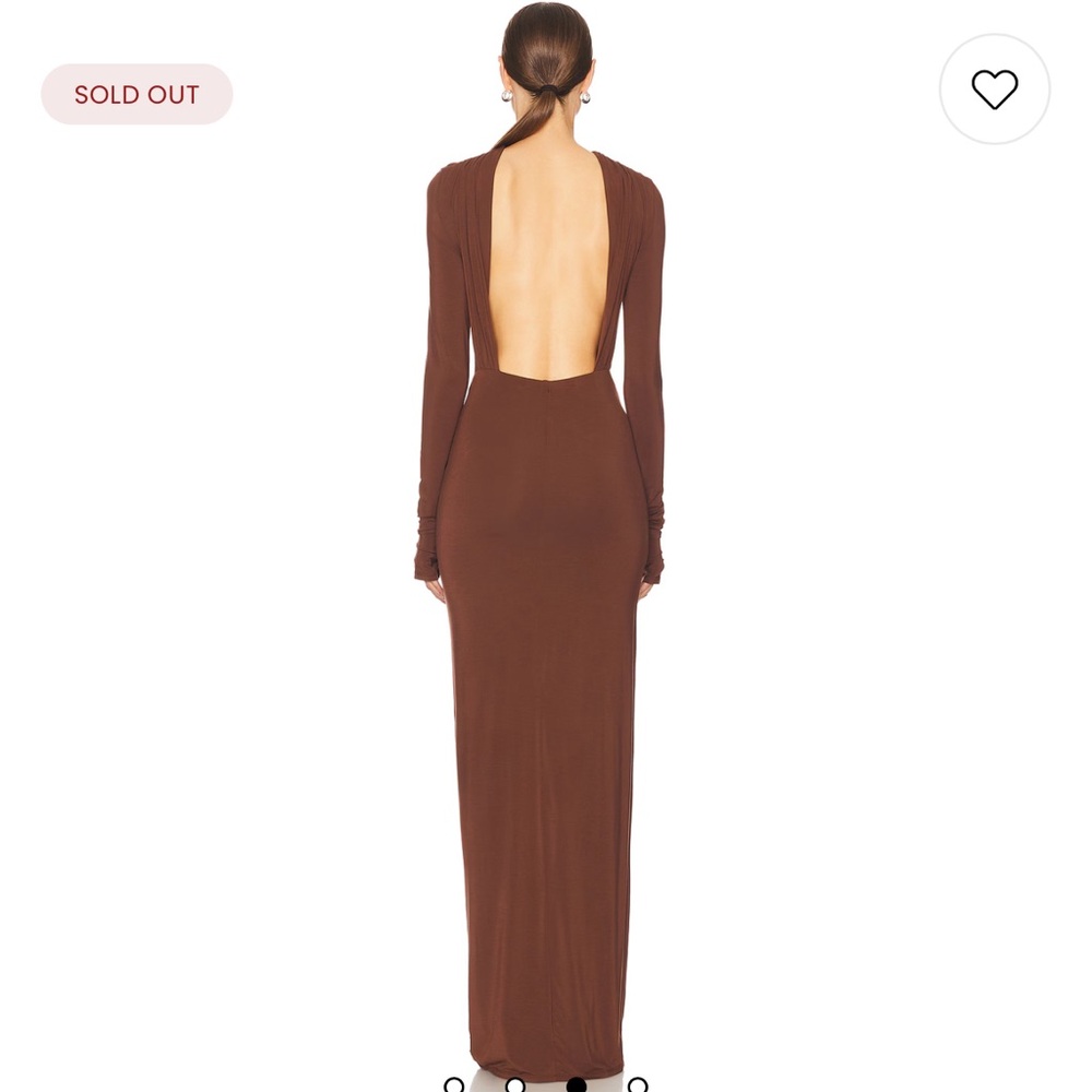 Chic Long Sleeve Brown Maxi Dress - Picture 3 of 4
